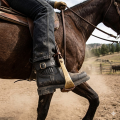 Botín Cuero ideal para el campo Negro